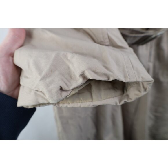 Vintage 70s 80s Orvis Womens 12 Distressed Lined Belted Trench Coat Jacket Beige - Picture 8 of 16